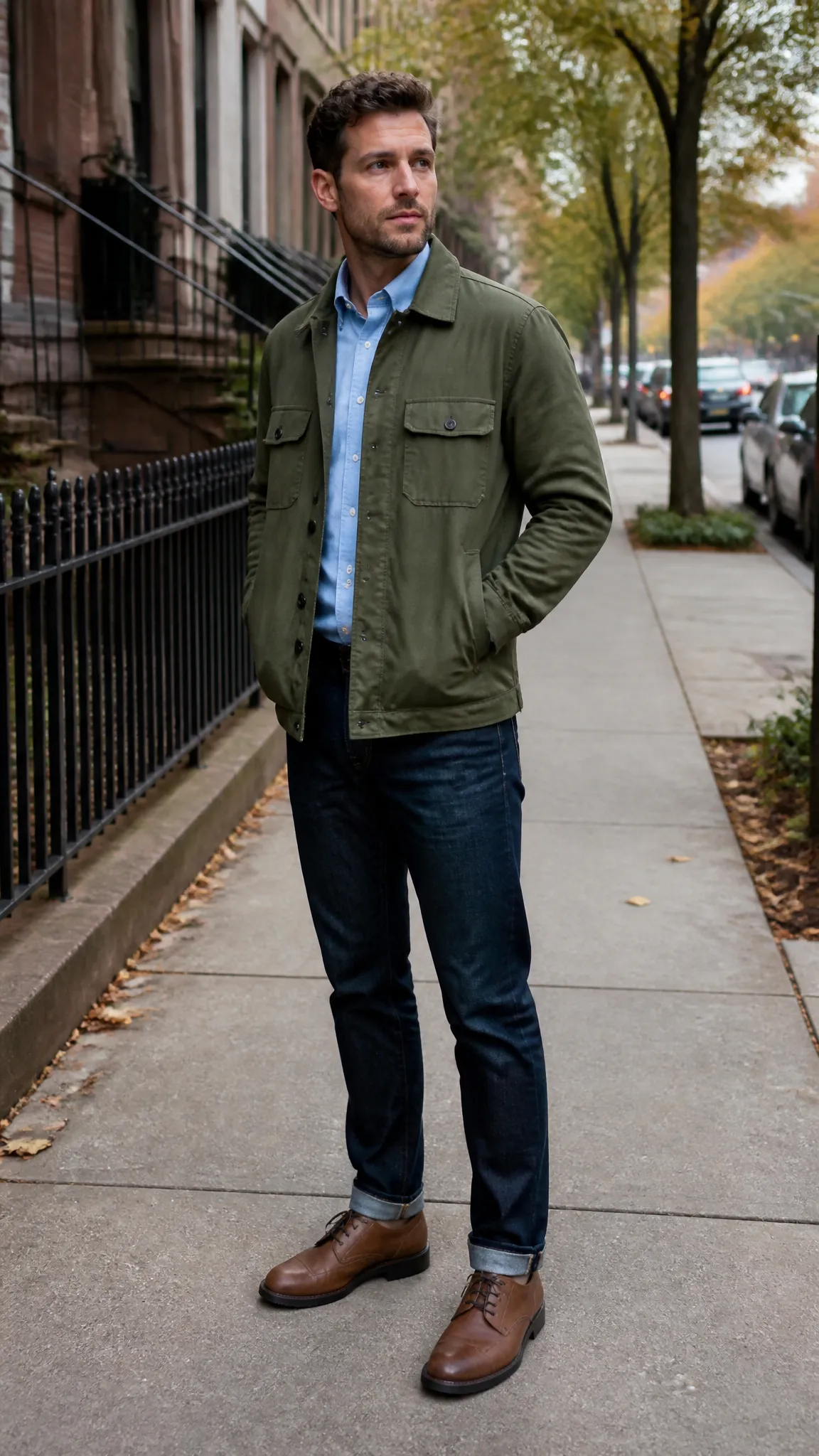 Field Jacket With an Oxford Shirt