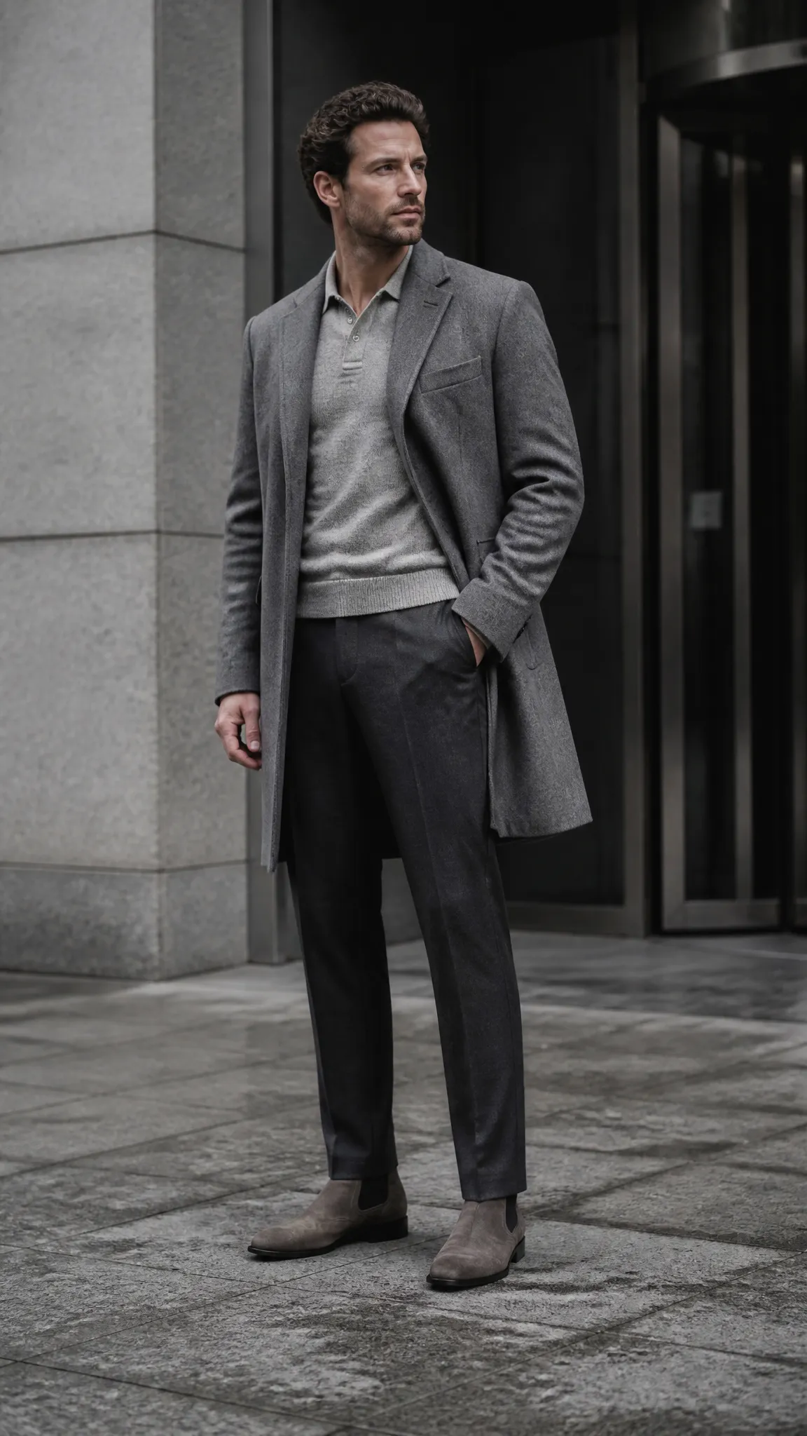 Monochrome Gray with Suede Chelsea Boots