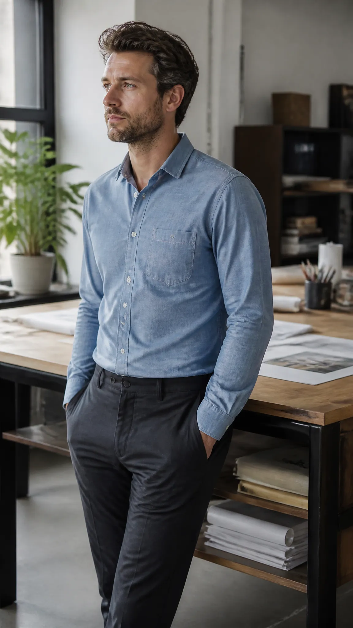 Easy-Care Chambray Shirt